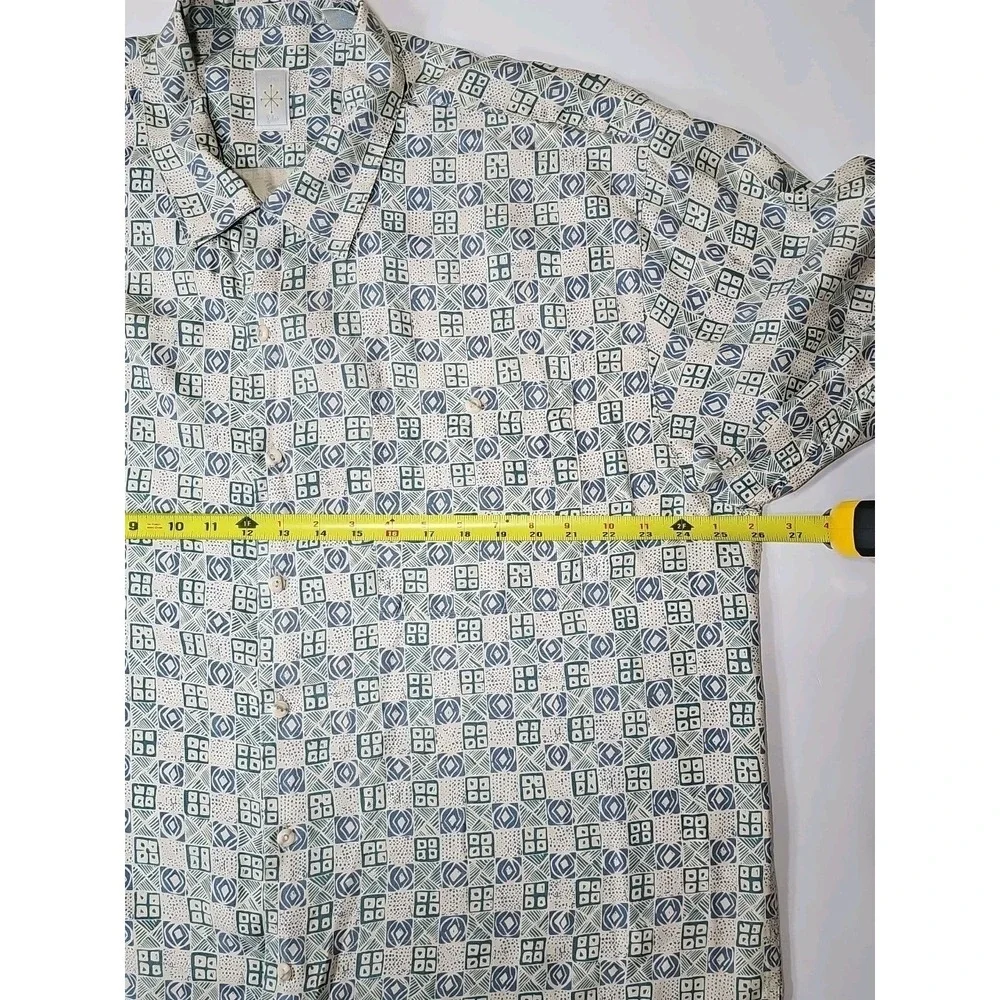 BURMA BIBAS Men's Short Sleeve Button-Up W/Pocket 100% SILK EXTRA‎ LARGE Shirt